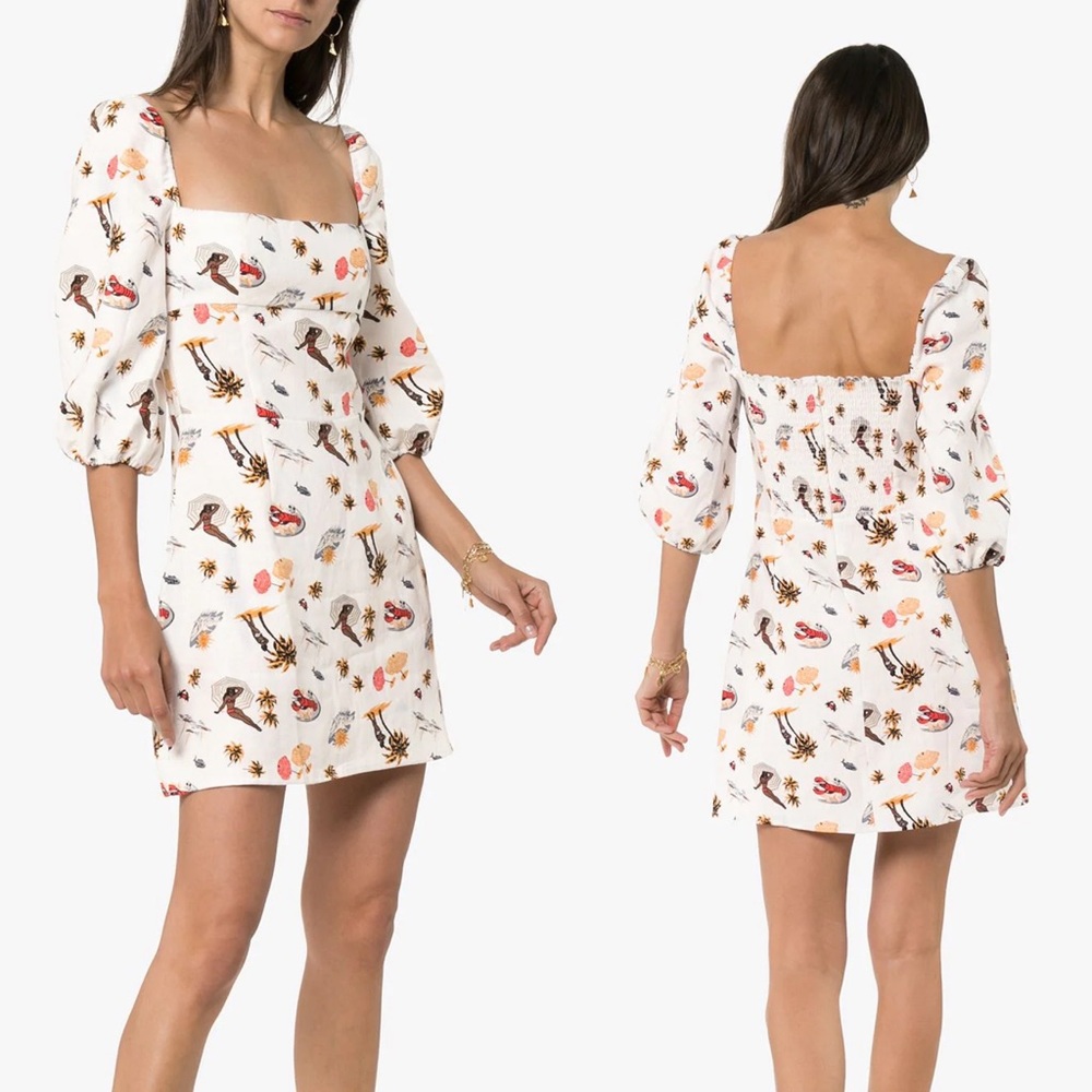 ❗️SOLD❗️Reformation Hampstead Linen Dress Tropez - Picture 5 of 10